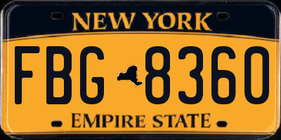 NY license plate FBG8360