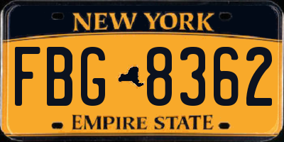 NY license plate FBG8362