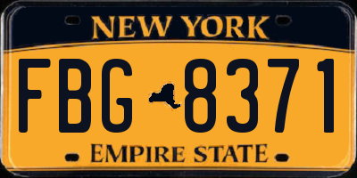 NY license plate FBG8371