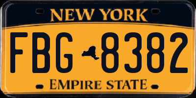 NY license plate FBG8382
