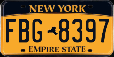 NY license plate FBG8397