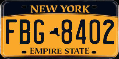 NY license plate FBG8402