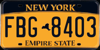 NY license plate FBG8403