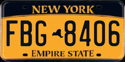 NY license plate FBG8406
