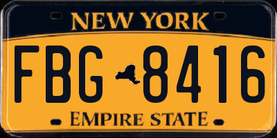 NY license plate FBG8416
