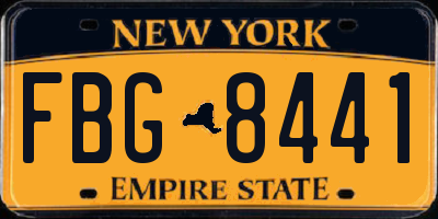 NY license plate FBG8441