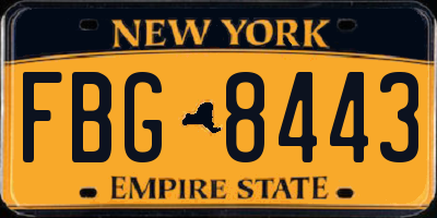 NY license plate FBG8443