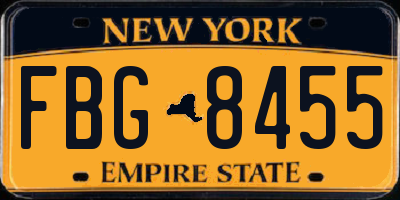 NY license plate FBG8455