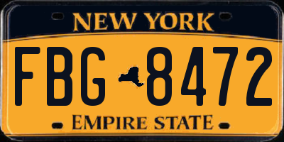NY license plate FBG8472