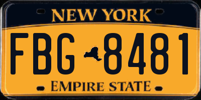 NY license plate FBG8481