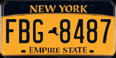NY license plate FBG8487