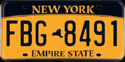 NY license plate FBG8491