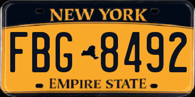 NY license plate FBG8492
