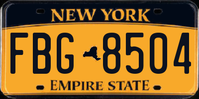 NY license plate FBG8504
