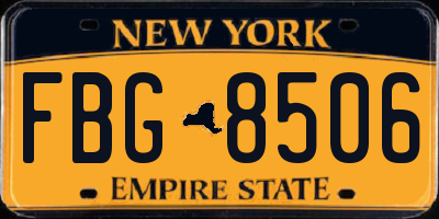 NY license plate FBG8506
