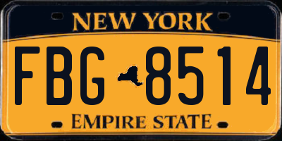 NY license plate FBG8514