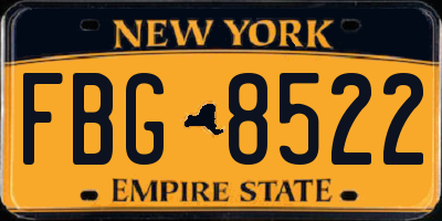 NY license plate FBG8522