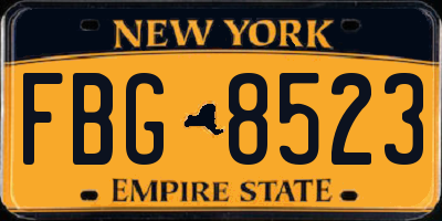 NY license plate FBG8523