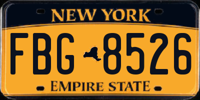NY license plate FBG8526