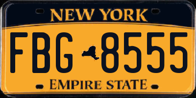 NY license plate FBG8555