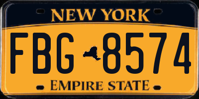 NY license plate FBG8574