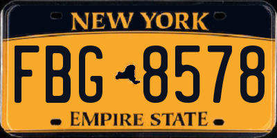 NY license plate FBG8578