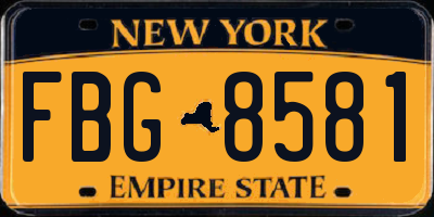NY license plate FBG8581