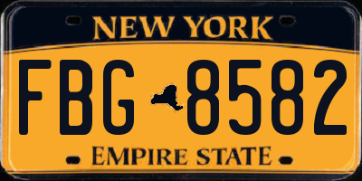 NY license plate FBG8582