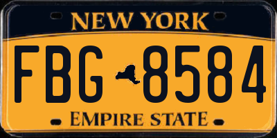 NY license plate FBG8584