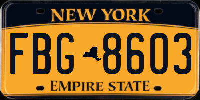 NY license plate FBG8603