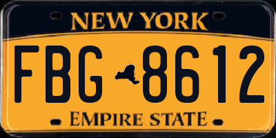 NY license plate FBG8612