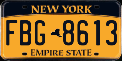NY license plate FBG8613