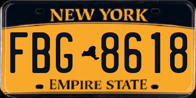 NY license plate FBG8618