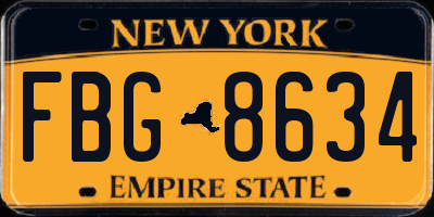 NY license plate FBG8634