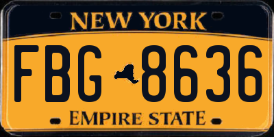 NY license plate FBG8636