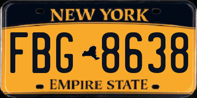 NY license plate FBG8638