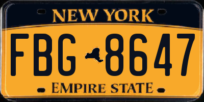 NY license plate FBG8647