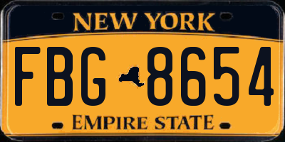 NY license plate FBG8654