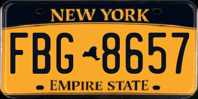 NY license plate FBG8657