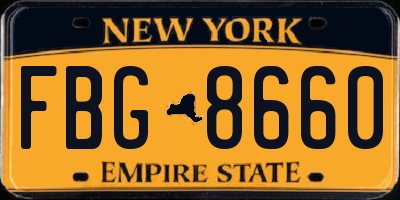 NY license plate FBG8660