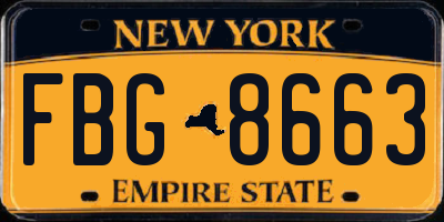 NY license plate FBG8663