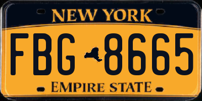 NY license plate FBG8665