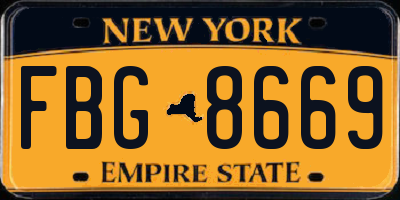 NY license plate FBG8669