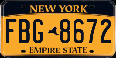 NY license plate FBG8672