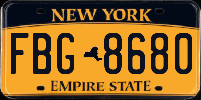 NY license plate FBG8680