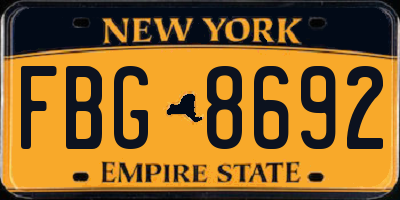 NY license plate FBG8692