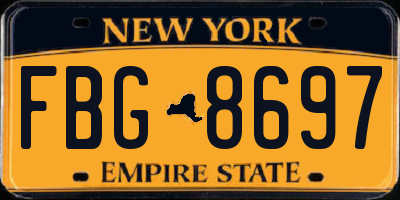 NY license plate FBG8697