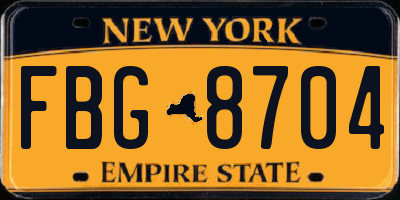 NY license plate FBG8704