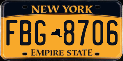 NY license plate FBG8706