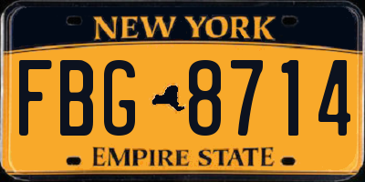 NY license plate FBG8714